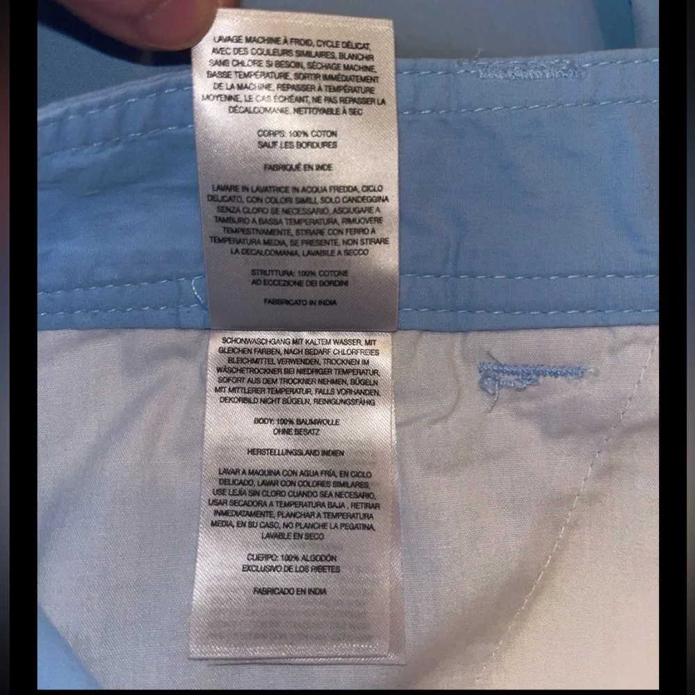 Columbia Men's Chino Shorts Button Zip Blue Waist 36W 8Long  Slash Pockets 36W